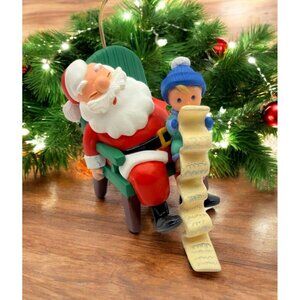 Hallmark Dream On Christmas Ornament Santa Claus Snoozing Child Wish List 1995